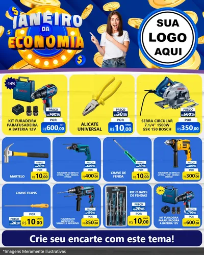Modelo de Rede Social para Feed Instagram com o tema Janeiro da Economia para Maquinas e Ferramentas