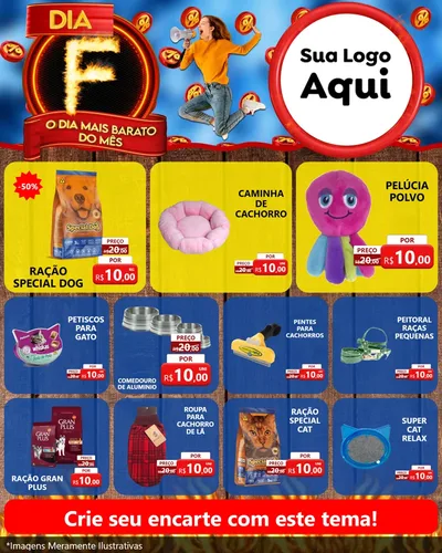 Modelo de Rede Social para Feed Instagram com o tema Dia F - O Dia Mais Barato Do Mês para Pet Shop
