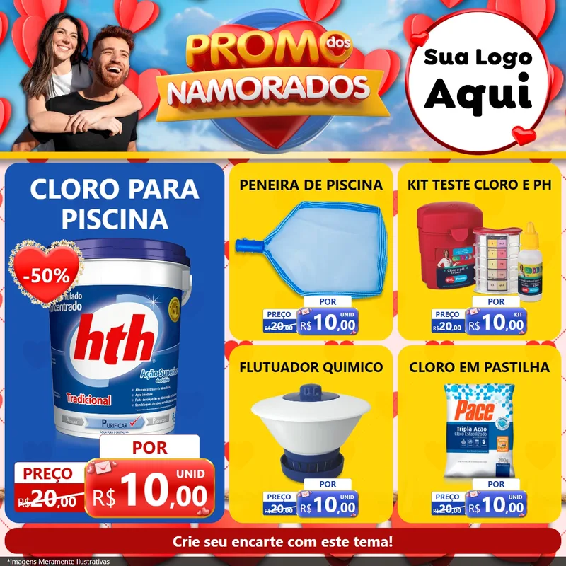 Modelo de Rede Social para Feed Facebook com o tema Promo dos Namorados para Produtos para Piscina