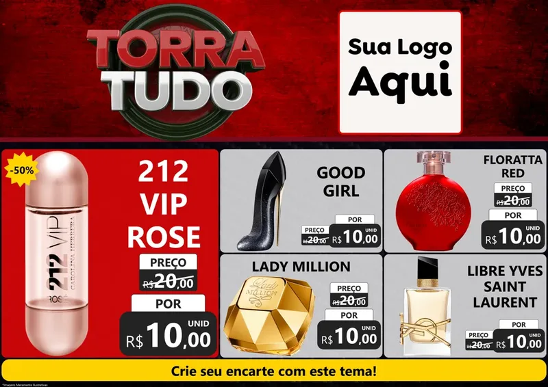Modelo de Encarte para Encarte A4 Horizontal com o tema Torra Tudo para Perfumes