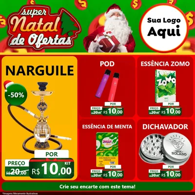 Modelo de Rede Social para Feed Facebook com o tema Super Natal de Ofertas para Tabacaria
