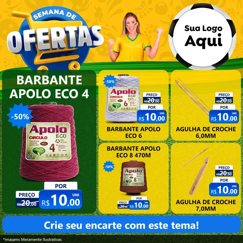 Modelo de Rede Social para Feed Facebook com o tema Semana de Ofertas - Copa para Armarinho e Aviamentos