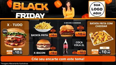 Modelo de TV para TV Horizontal com o tema Black Friday para Hamburgueria