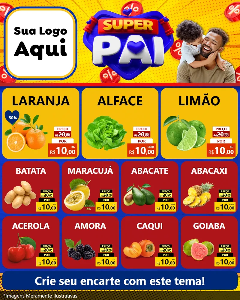 Modelo de Rede Social para Feed Instagram com o tema Super Pai para Hortifrúti