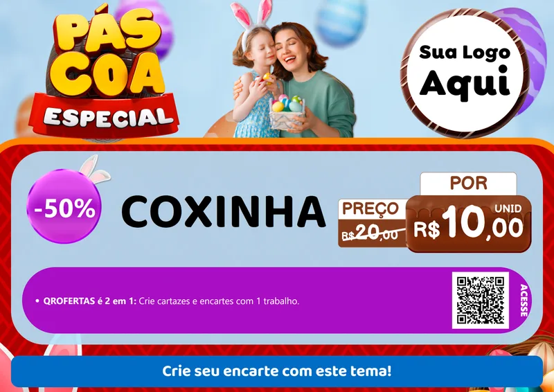 Modelo de Cartaz para Cartaz A4 Horizontal com o tema Páscoa Especial para Salgadaria