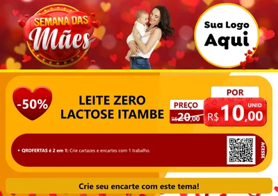Modelo de Cartaz para Cartaz A4 Horizontal com o tema Semana das Mães para Frios e Laticínios