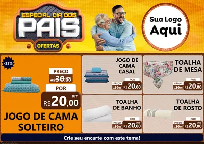 Modelo de Encarte para Encarte A4 Horizontal com o tema Especial Dia dos Pais para Cama, Mesa e Banho