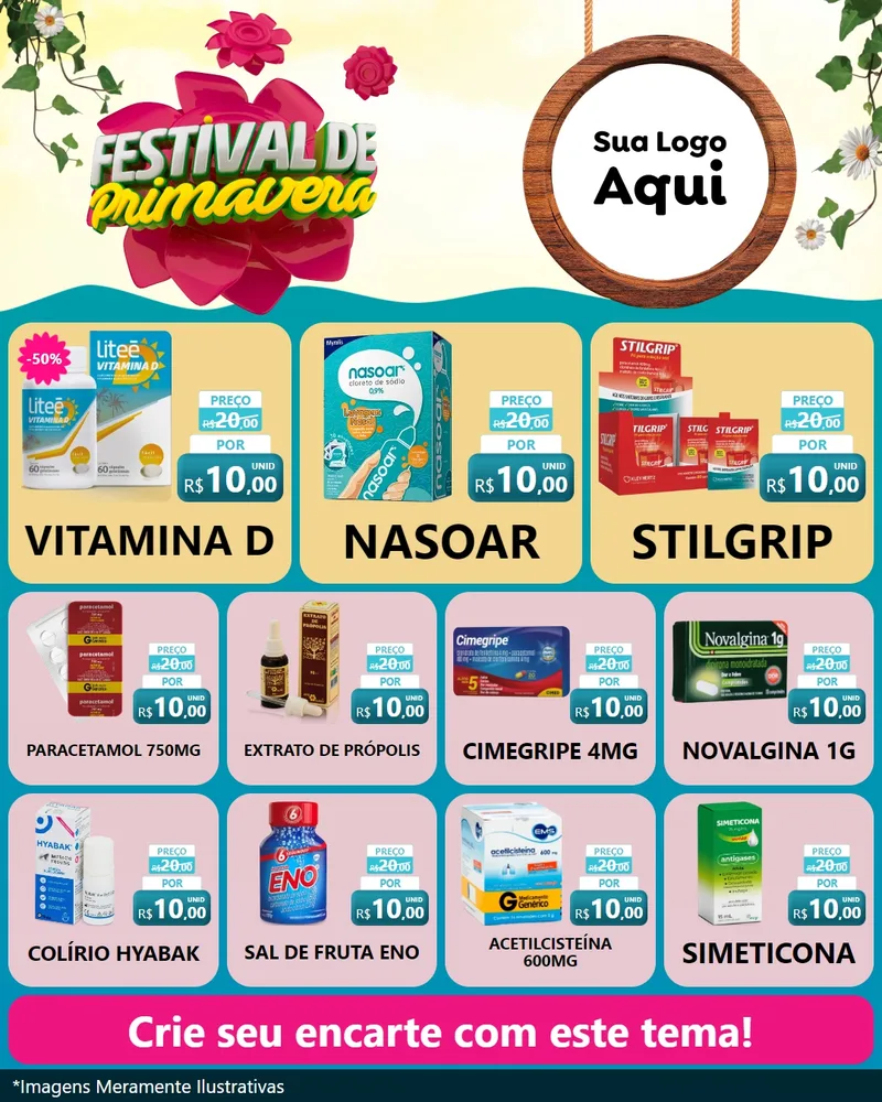 Modelo de Rede Social para Feed Instagram com o tema Festival de Primavera para Farmácia