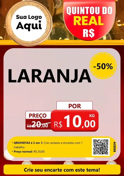 Modelo de Cartaz para Cartaz A4 Vertical com o tema Quintou do Real para Hortifrúti