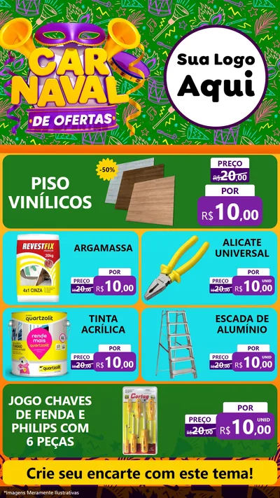 Modelo de TV para TV Vertical com o tema Carnaval de Ofertas para Material para Construção