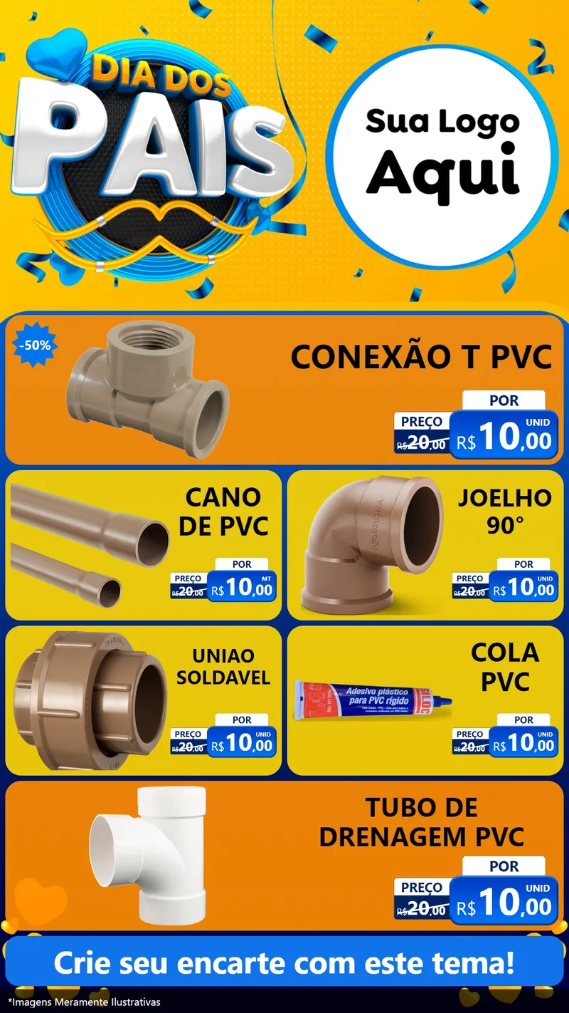 Modelo de TV para TV Vertical com o tema Dia dos Pais para Tubos e conexões
