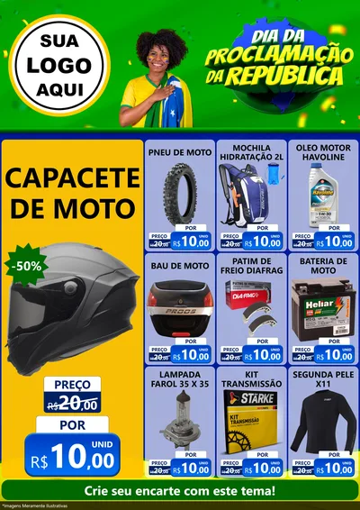 Modelo de Encarte para Encarte A4 Vertical com o tema Dia Da Proclamação Da República para Moto peças
