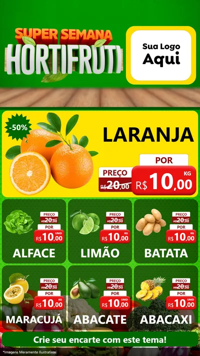 Modelo de Rede Social para Stories com o tema Super Semana Hortifrúti para Hortifrúti