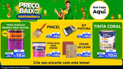 Modelo de TV para TV Horizontal com o tema Preço Baixo de Independência para Tintas e Ferramentas