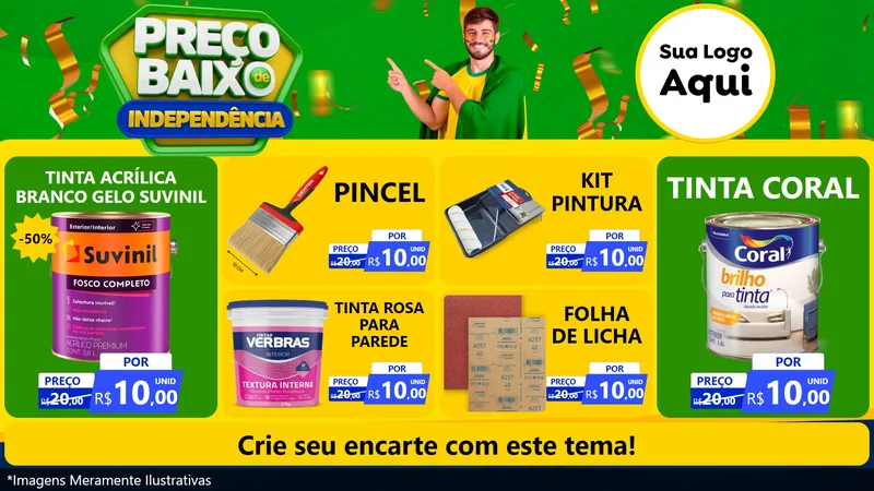 Modelo de TV para TV Horizontal com o tema Preço Baixo de Independência para Tintas e Ferramentas