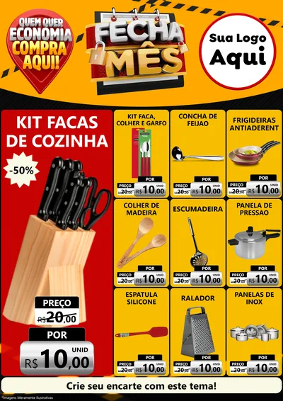 Modelo de Encarte para Encarte A4 Vertical com o tema Fecha Mês para Utilidades Domésticas