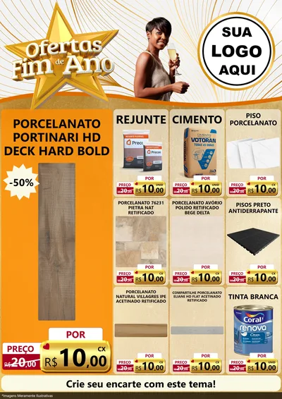 Modelo de Encarte para Encarte A4 Vertical com o tema Ofertas Fim de Ano para Pisos e revestimentos