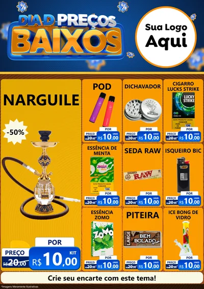 Modelo de Encarte para Encarte A4 Vertical com o tema Dia D Preço Baixo para Tabacaria
