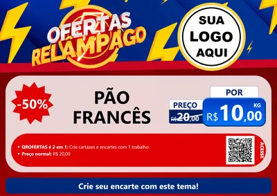 Modelo de Cartaz para Cartaz A4 Horizontal com o tema Ofertas Relâmpago para Padaria