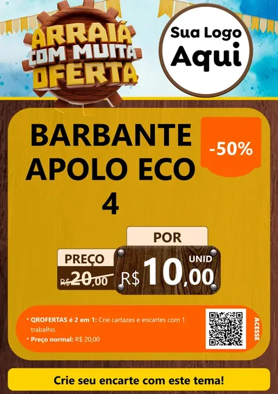 Modelo de Cartaz para Cartaz A4 Vertical com o tema Ofertas de São João - Junina para Armarinho e Aviamentos