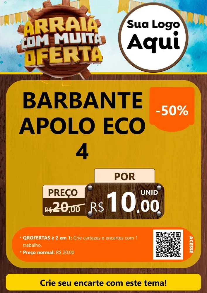 Modelo de Cartaz para Cartaz A4 Vertical com o tema Ofertas de São João - Junina para Armarinho e Aviamentos