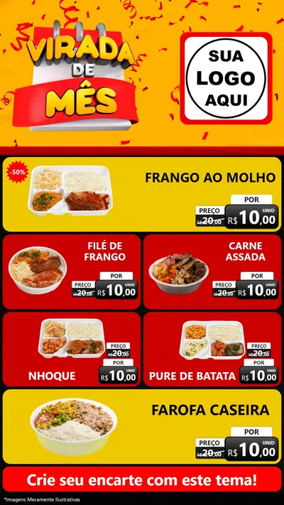 Modelo de TV para TV Vertical com o tema Virada de Mês para Restaurante