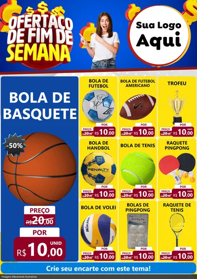 Modelo de Encarte para Encarte A4 Vertical com o tema Ofertaço de Fim de Semana para Artigos Esportivos