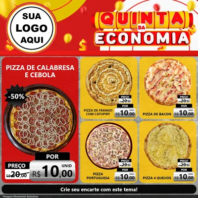 Modelo de Rede Social para Feed Facebook com o tema Quinta da Economia para Pizzaria