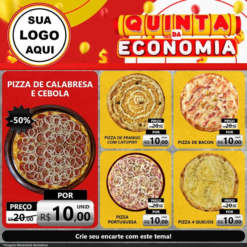 Modelo de Rede Social para Feed Facebook com o tema Quinta da Economia para Pizzaria