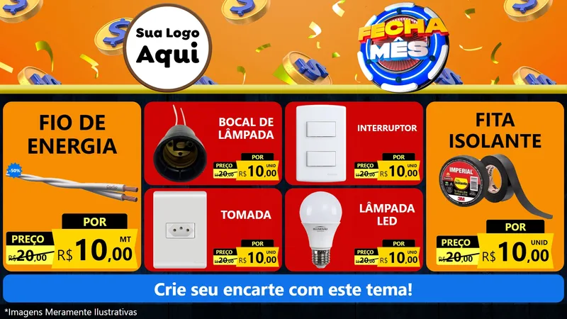 Modelo de TV para TV Horizontal com o tema Fecha Mês para Materiais Elétricos