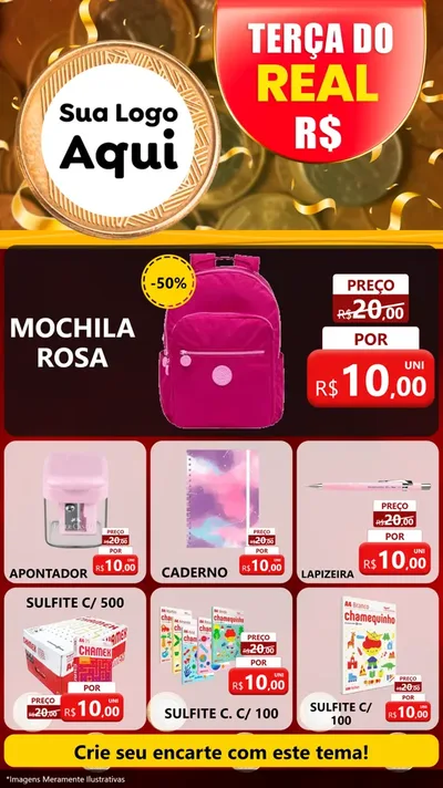 Modelo de Rede Social para Stories com o tema Terça do Real para Papelaria