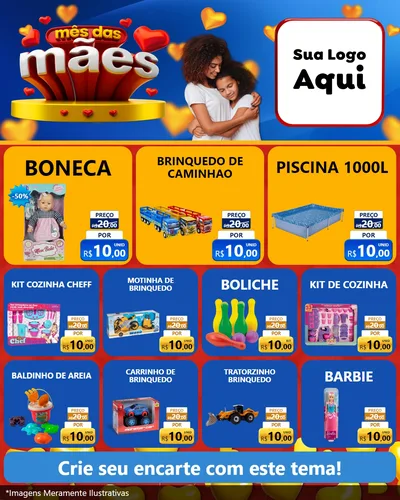Modelo de Rede Social para Feed Instagram com o tema Mês das Mães para Brinquedos