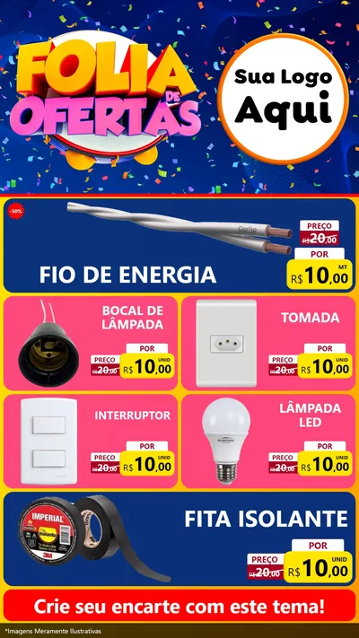 Modelo de TV para TV Vertical com o tema Folia de Ofertas para Materiais Elétricos