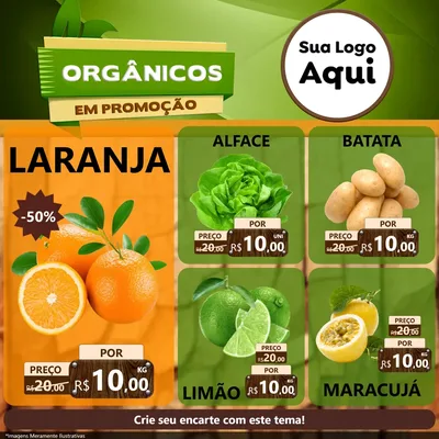 Modelo de Rede Social para Feed Facebook com o tema Orgânicos em Promoção para Hortifrúti