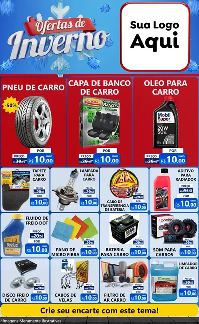 Modelo de Encarte para Encarte Grande com o tema Ofertas de Inverno para Auto peças