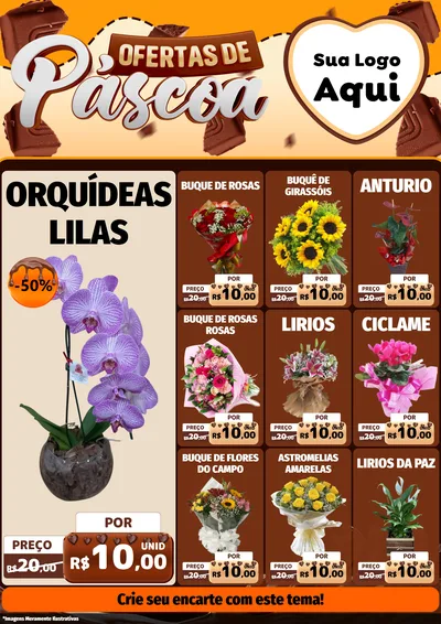 Modelo de Encarte para Encarte A4 Vertical com o tema Ofertas de Páscoa para Floricultura e jardim