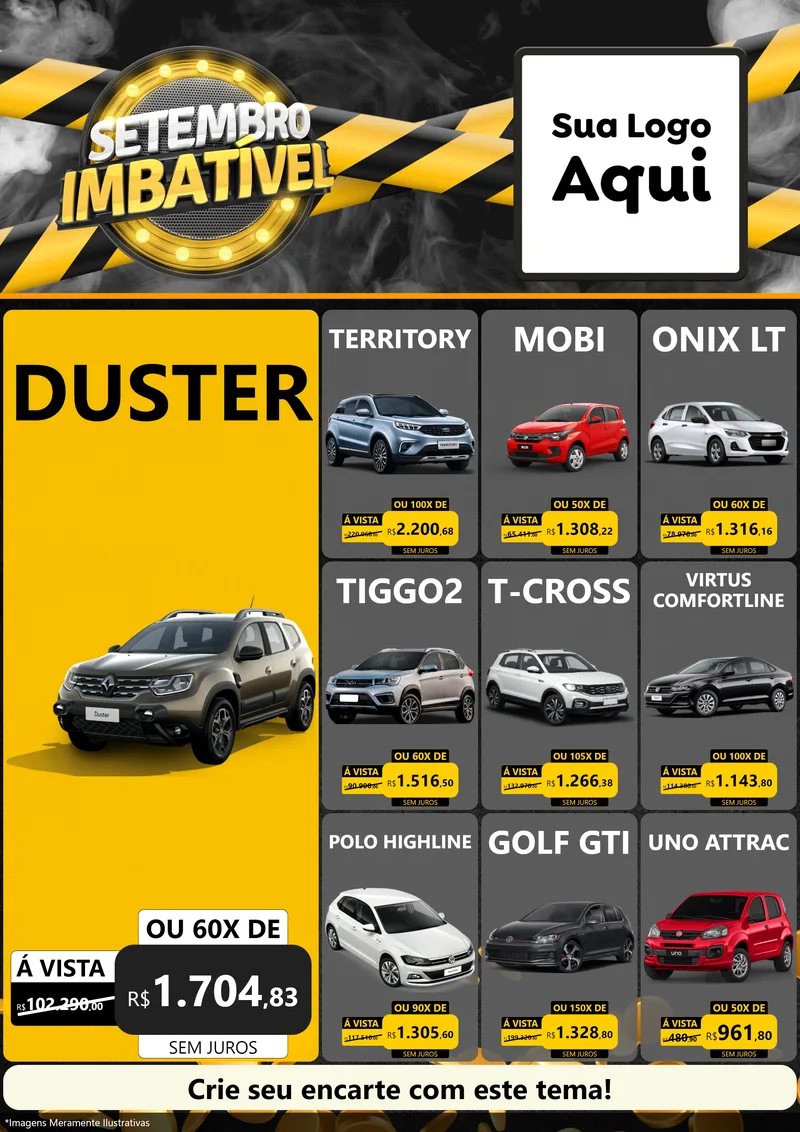 Modelo de Encarte para Encarte A4 Vertical com o tema Setembro Imbatível para Concessionaria de Carros