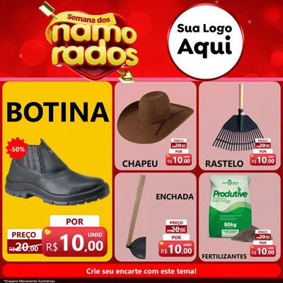 Modelo de Rede Social para Feed Facebook com o tema Semana dos namorados para Agropecuária
