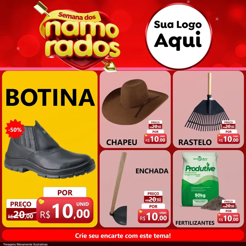 Modelo de Rede Social para Feed Facebook com o tema Semana dos namorados para Agropecuária