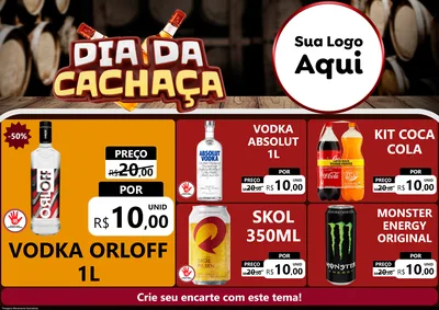 Modelo de Encarte para Encarte A4 Horizontal com o tema Dia da Cachaça para Distribuidora de bebidas