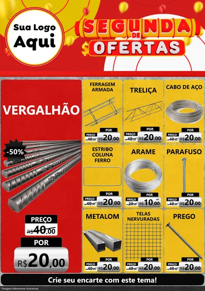 Modelo de Encarte para Encarte A4 Vertical com o tema Segunda de Ofertas para Ferragens