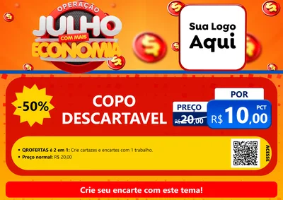 Modelo de Cartaz para Cartaz A4 Horizontal com o tema Operação Julho Com Mais Economia para Embalagens