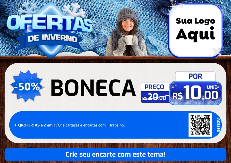 Modelo de Cartaz para Cartaz A4 Horizontal com o tema Ofertas de Inverno para Brinquedos