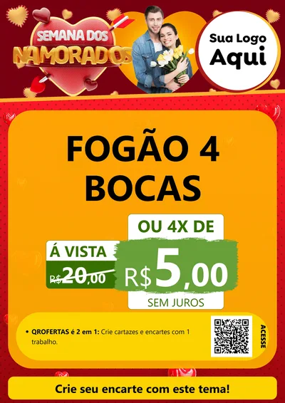 Modelo de Cartaz para Cartaz A4 Vertical com o tema Semana dos Namorados para Móveis e Eletro
