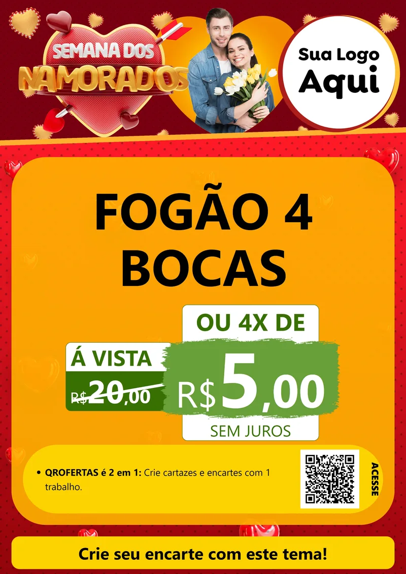 Modelo de Cartaz para Cartaz A4 Vertical com o tema Semana dos Namorados para Móveis e Eletro