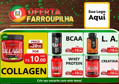 Modelo de Encarte para Encarte A4 Horizontal com o tema Oferta Farroupilha para Suplementos alimentares