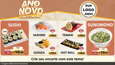 Modelo de TV para TV Horizontal com o tema Ano Novo Com Economia para Comida japonesa