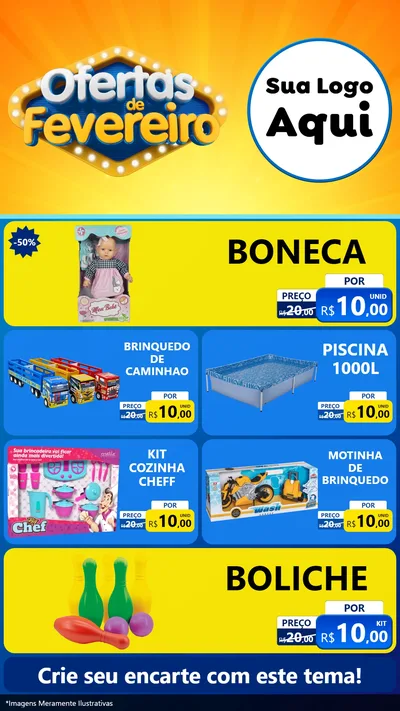 Modelo de TV para TV Vertical com o tema Ofertas de Fevereiro para Brinquedos