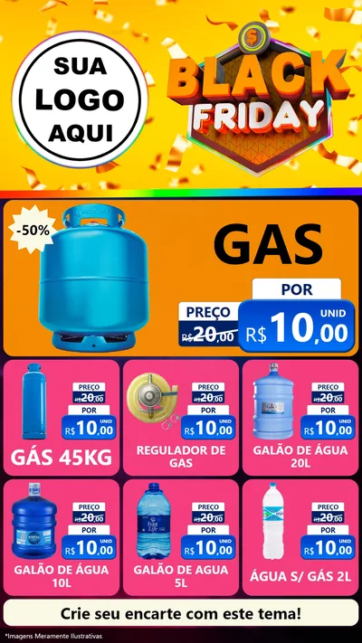 Modelo de Rede Social para Stories com o tema Black Friday para Água e gás
