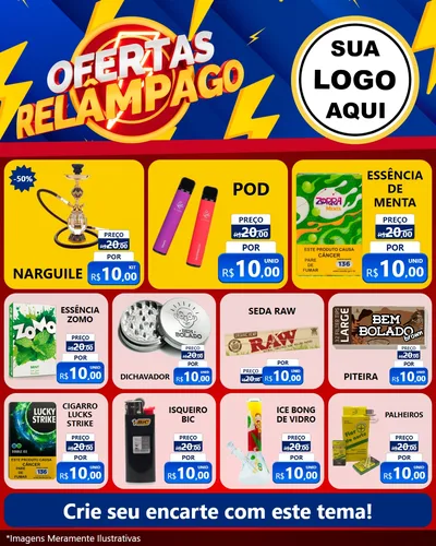 Modelo de Rede Social para Feed Instagram com o tema Ofertas Relâmpago para Tabacaria
